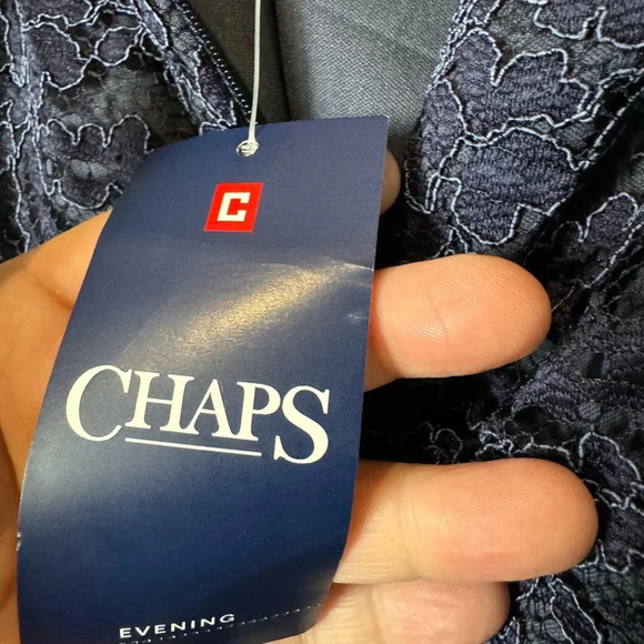 Chaps NWT Women’s Evening Dress Navy Blue Long Length Sleveless Size 6 - Picture 6 of 7